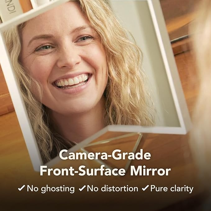 Realme V0 True Non-Reversing Mirror(2026 New Version) – True Image, Unmatched Precision, New Pakage, Slim Design for Makeup Vanity, 9'' Non-Reversing Mirror with Stand