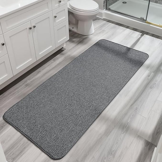 Bath Mat,Ultra Thin Bathroom Runner Rugs,Large Bath Mats for Bathroom,Quick Dry,Non-Slip,Machine Washable,Low Pile,Bath Rug,Shower Outside,Sink,Home Decor Accessories.Dark Grey,3'x6'(36x72inch)