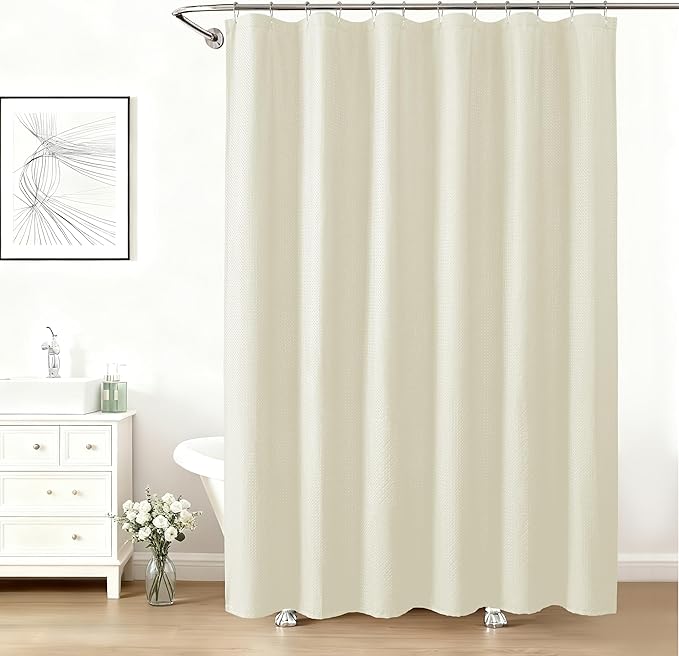 Aiyufeng Shower Curtains for Bathroom，Dot Like Embossed Textured Water Repellent Fabric Large Bath Curtain，Hotel Luxury Quality & Soft Cloth，Machine Washable，72Wx96L，Cream