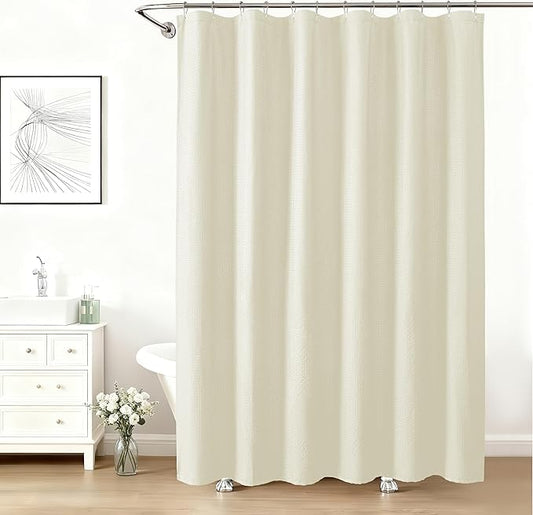 Aiyufeng Shower Curtains for Bathroom，Dot Like Embossed Textured Water Repellent Fabric Large Bath Curtain，Hotel Luxury Quality & Soft Cloth，Machine Washable，72Wx96L，Cream