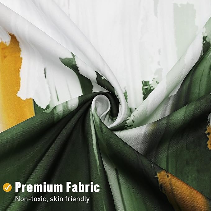 MitoVilla Olive Green Shower Curtains for Chic Modern Abstract Bathroom Decor, Graffiti Vintage Fabric Cloth Shower Curtain, Brush Strokes Oil Painting Style, 72 x 72