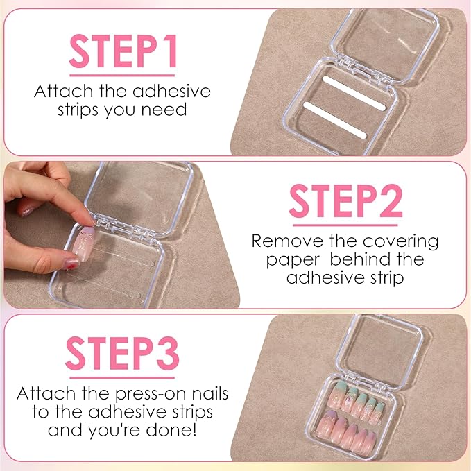 Kifmurase 40Pcs Press on Nail Storage Box with 30Pcs Adhesive Double Sided Tape, Acrylic Nail Display Box, Artificial False Nails Boxes, Clear Empty Plastic Nails Cases, Transparent Packaging Boxes