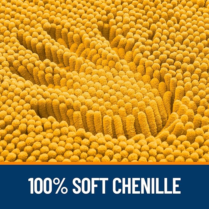 OLANLY Bathroom Rugs 59x35, Extra Soft Absorbent Chenille Bath Rugs, Rubber Backing Quick Dry, Machine Washable Bath Mats for Bathroom Floor, Tub and Shower, Home Decor Accessories, Golden Yellow