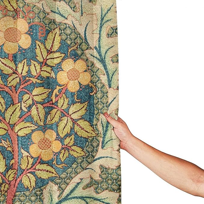 William Morris Botanical Art Shower Curtain,Vintage Famous Floral Shower Curtain Set 66""×72"" Inch, Style-5