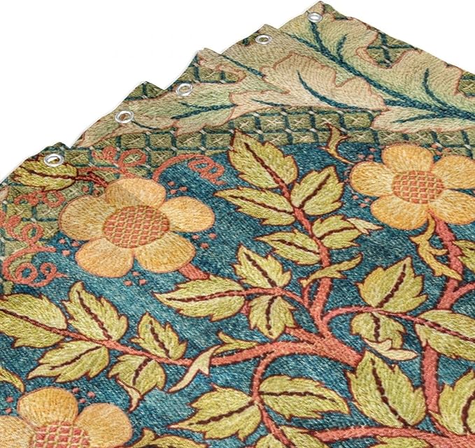 William Morris Botanical Art Shower Curtain,Vintage Famous Floral Shower Curtain Set 72""×84"" Inch, Style-5