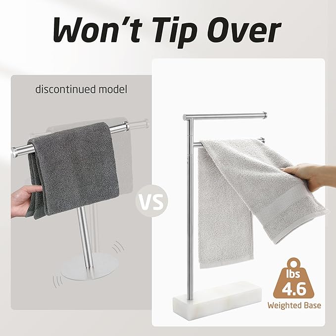 KES Countertop Towel Holder Stand for Bathroom, Counter Top Swivel Towel Rack Standing with Marble Base, Free Standing Hand Towel Holder Stand 18/8 Stainless Steel Brushed Finish, BTH233-2