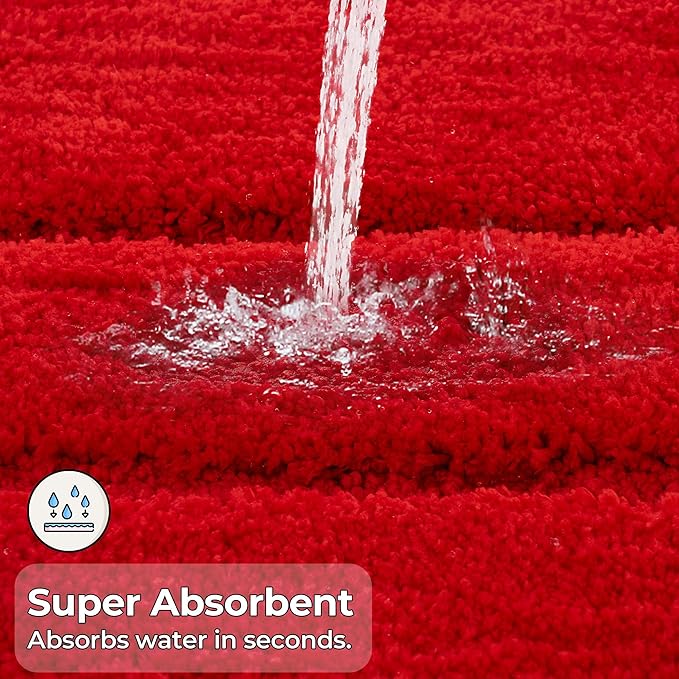 GRANNY SAYS Bathroom Rugs and Mats, 16" x 24" Non-Slip Bath Mat for Bathroom, Super Soft Absorbent Microfiber Bath Rug, Machine Washable and Dry, Small Red Rug for Shower, Tub and Bath Floor