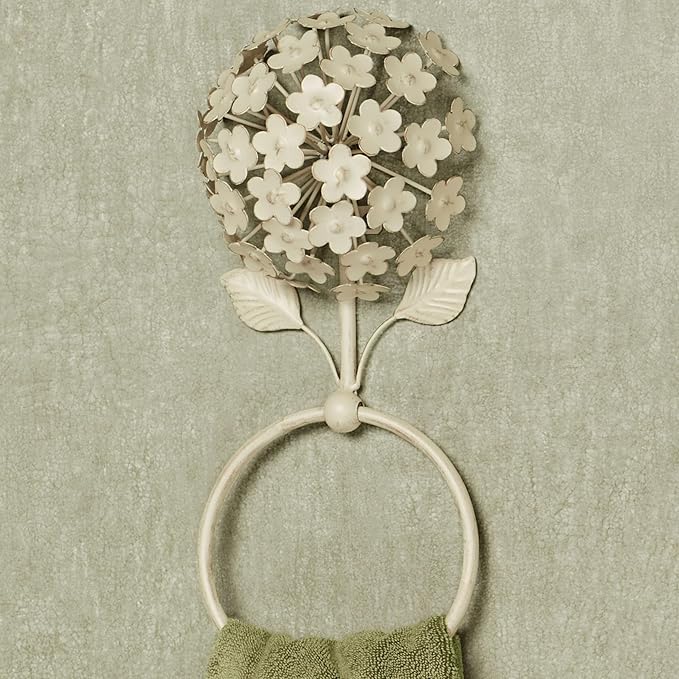 Creamy Gold Hydrangea Floral Towel Ring