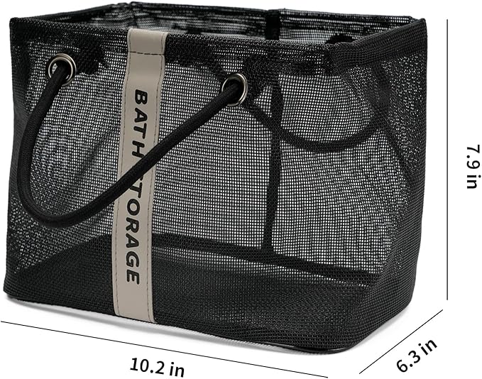 TOPASION Bath Storage Shower Caddy Organizer for Bathroom, College Dorm, Camp, Gym (Small Black)