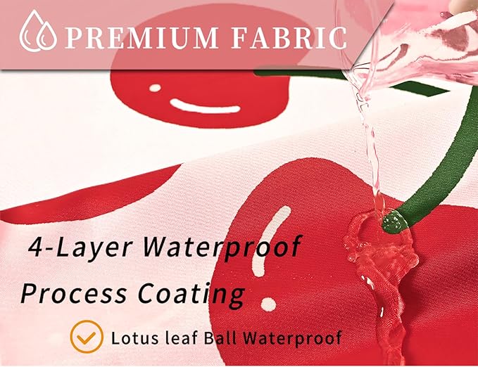 Anybar Fabric Shower Curtain Cute Floral Cherry Curtains Waterproof Soft Polyester Bathroom Curtain- Decor Washable Privacy Cloth Extra Long Shower Curtain for Bathroom (72x84inch) Pink