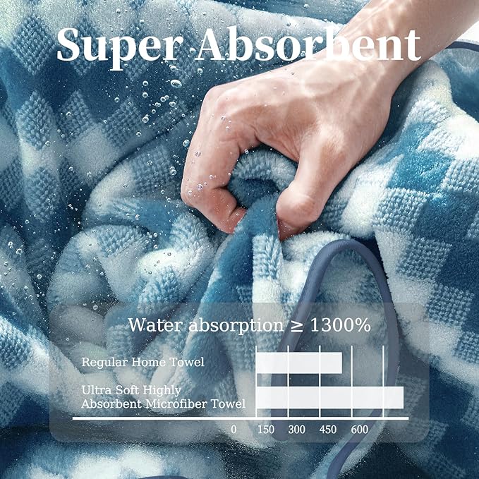 8 Piece Bathroom Towel Set |2 Oversized Bath Towels,2 Hand Towels,4 Washcloths| 600GSM Soft Hotel Towel Set Large Bath Sheet for Bathroom,Highly Absorbent Quick Dry Bath Towel Collections,Blue