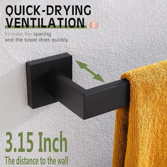 KOKOSIRI 32-Inch Single Towel Bar, Bathroom Kitchen Towel Holder, Wall Mounted SUS304 Stainless Steel Towel Rack, Matte Black, B4003BK-L32