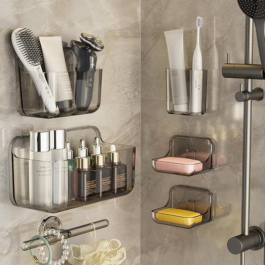 Acrylic Shower Caddy,6 Pack Acrylic Rustproof Shower Organizer with Large Capacity,No Drilling Shelves for Bathroom Storage & Home Decor (Grey)