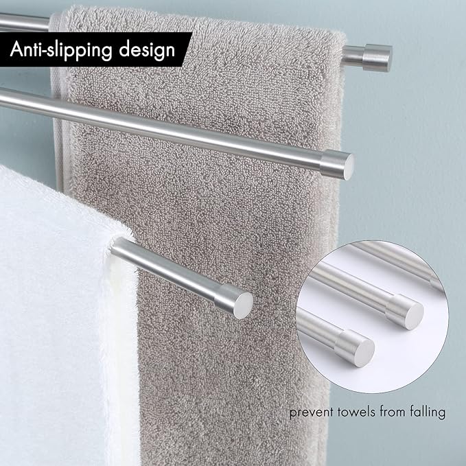 KES Swivel Towel Rack, Bathroom Swivel Towel Bar Swing Out Towel Holder 4-Arm Multiple Towel Rack 13.8 Inch Space Saving SUS 304 Stainless Steel Wall Mount Brushed Finish, A2102S4-2