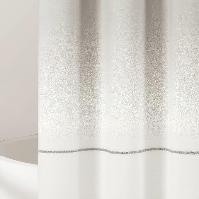Lush Decor Ombre Embroidery Tassel Cotton Shower Curtain, 72" x 72", Gray