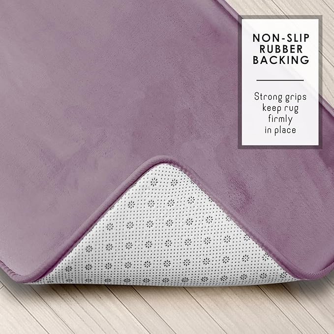 Clara Clark 2 Piece Bathroom Rug Set - Memory Foam, Bath Mat Set, Plush, Cozy, Ultra Soft, Non Slip, Machine Washable, Quick Dry - 24” x 17”+ 32” x 20” - Dusty Purple