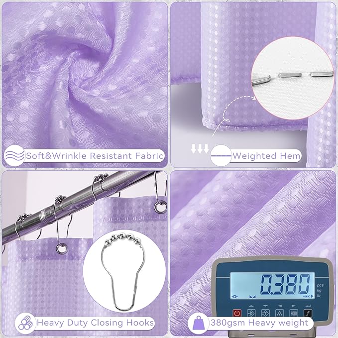 XLHOMO Purple Bathroom Set, Purple Bathroom Accessories Set with Shower Curtain, Bath Towel Set, Trash Can, 2PCS Soap Dispensers, Soap Dish, Toothbrush Holder and Cup,Toilet Brush for Bathroom Decor