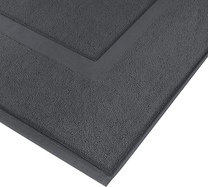 Utopia Towels Cotton Banded Rug, Bath Mats, Not a Bathroom Rug, 21 by 34 Inches, 100% Ring Spun Cotton, Highly Absorbent Shower Bathroom Floor Mat, Grey, 2 Pack