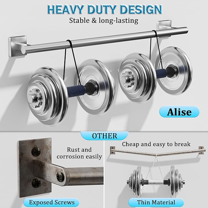 Alise 28 Inch Bathroom Towel Bar, SUS304 Stainless Steel Towel Racks for Bathroom, Towel Rack Wall Mounted Heavy Duty Hand Towel Holder Single Towel Bar, Brushed Nickel