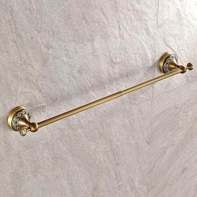 Leyden Antique Towel Bar,Adjustable Towel Holder Rod Brass Bathroom Accessories Expandable 15.2 to 27.8 Inch Vintage Wall Mount