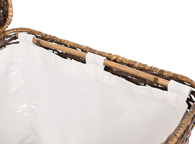 BirdRock Home Rattan Peel Hamper with Lid - Removable Laundry Bag - Machine Washable Canvas Lining - Spacious Interior - Organizer, Brown