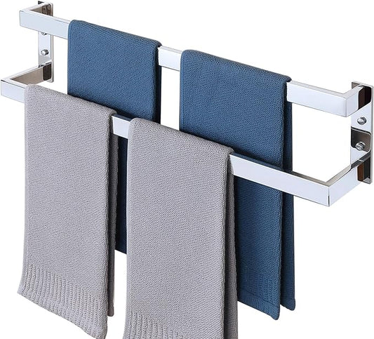 Alise Double Towel Bar, 24" Towel Racks for Bathroom Wall Mounted SUS304 Stainless Steel, Heavy Duty Bathroom Towel Holder, Quick Drying Towel Hanger, Polished Chrome