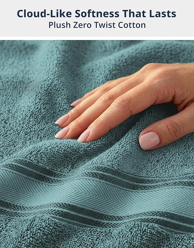 LANE LINEN 100% Cotton Bath Towel Set of 18 – 6 Bath, 6 Hand Towel & 6 Washcloths, Zero Twist, Absorbent Softness for Daily Use, Perfect for Airbnb, Spa & Hotel, Machine Washable – Teal