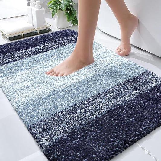 OLANLY Bathroom Rugs Mat 34x21, Extra Soft Absorbent Microfiber Bath Rugs, Rubber Backing, Quick Dry, Machine Washable Bath Mats for Bathroom Floor, Tub and Shower, Home Decor Accessories, Airy Blue