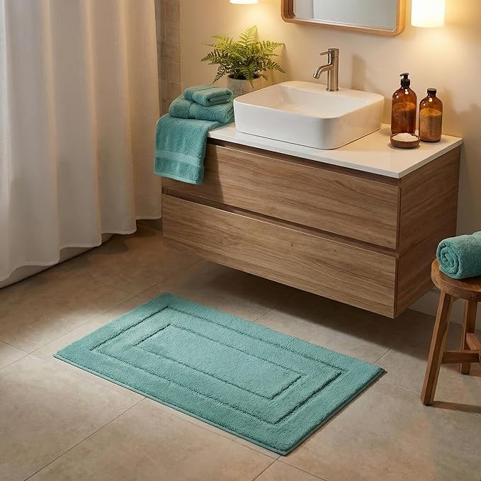 GRANNY SAYS Bathroom Rugs and Mats, 16" x 24" Non-Slip Bath Mat for Bathroom, Super Soft Absorbent Microfiber Bath Rug, Machine Washable and Dry, Small Sage Green Rug for Shower, Tub and Bath Floor