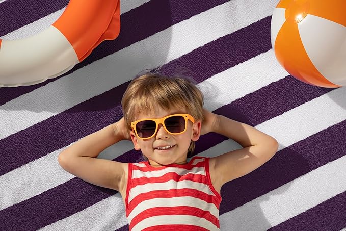 Utopia Towels [4 Pack Cabana Stripe Beach Towel, (30 x 60 Inches) Oversized 100% Ring Spun Cotton Pool Towels, Highly Absorbent Quick Dry Bath Towels for Bathroom, and Swim Towel (Plum)