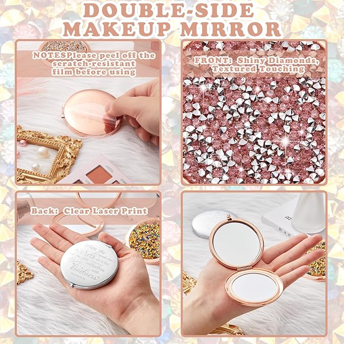 Thyle 12 Pcs Christian Compact Mirror Gifts for Women Mother's Day Nurse Week Bible Verse Wallet Mirror Bulk Hand Makeup Compact Religious Baptism for Holy Communion Teacher(Style 1,Colorful)