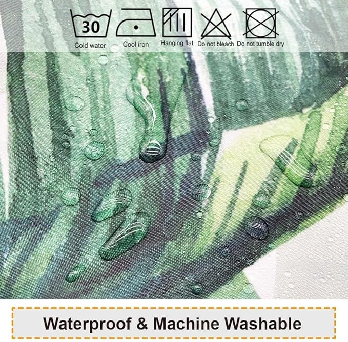 Baccessor Tropical Green Plant Shower Curtain Waterproof Washable Fabric Summer Bathroom Decor Botanical Banana Monstera Leaf Palm Tree Shower Curtain with Hooks 60 W x 72 L Inch