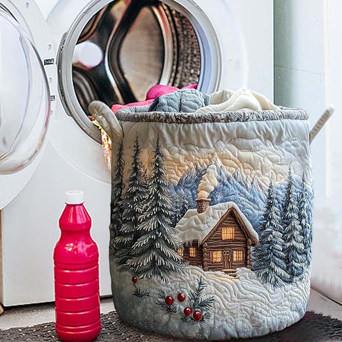 Cute Cat Quilted Laundry Basket with Handles, Boho Floral Fabric Quilted Laundry Basket, Large Soft Collapsible Storage Hamper for Nursery, Bedroom, Bathroom, Clothes & Toy Organization (#04)