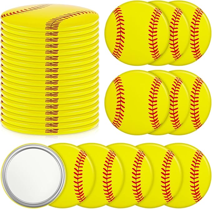 Taiyin 18 Pcs Softball Gifts for Girls Team Compact Mirror Accessories Softball End of Season Goodie Bags Fillers Women Sport Party Supplies Round Pocket Portable Makeup Mirror 2.76 Inch