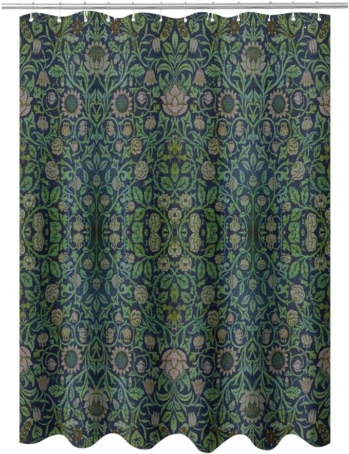 William Morris Original Design Vintage Shower Curtain Furniture Bathroom Fabric Decorations Washable Shower Curtain with Hooks 72x84 Inches(183x214cm), Style-9