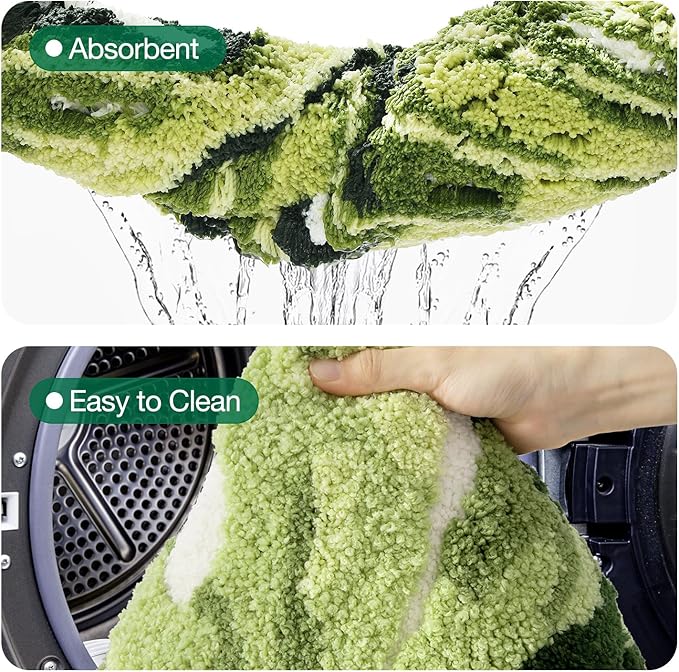 LUMI Cute Bathroom Rugs with Green Leaf Plant, Soft, Fluffy, Plush, Absorbent, Quick Dry, Non Slip, Machine Washable for Shower Floor, Bathroom, Bedroom,Kids Room, 23.5"x31.5", Monstera