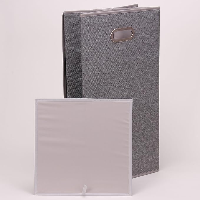 Household Essentials 5620 Collapsible Single Laundry Hamper with Magnetic Lid - Grey