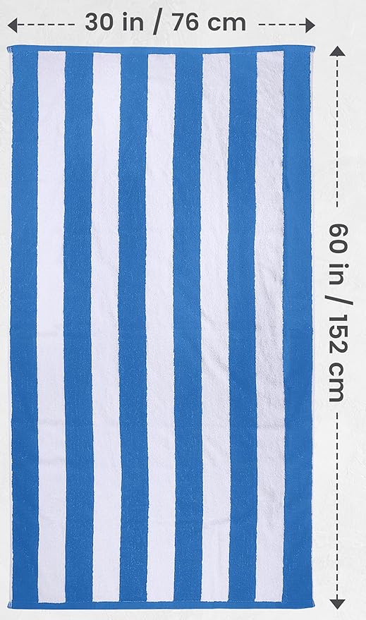 Utopia Towels Pack of 4 Cabana Beach Towels, Oversized 30 x 60 Inches Cotton Beach Towel Set, Smooth Ring Spun Texture for Pool and Swim Days, Modern Striped Design Bath Towels