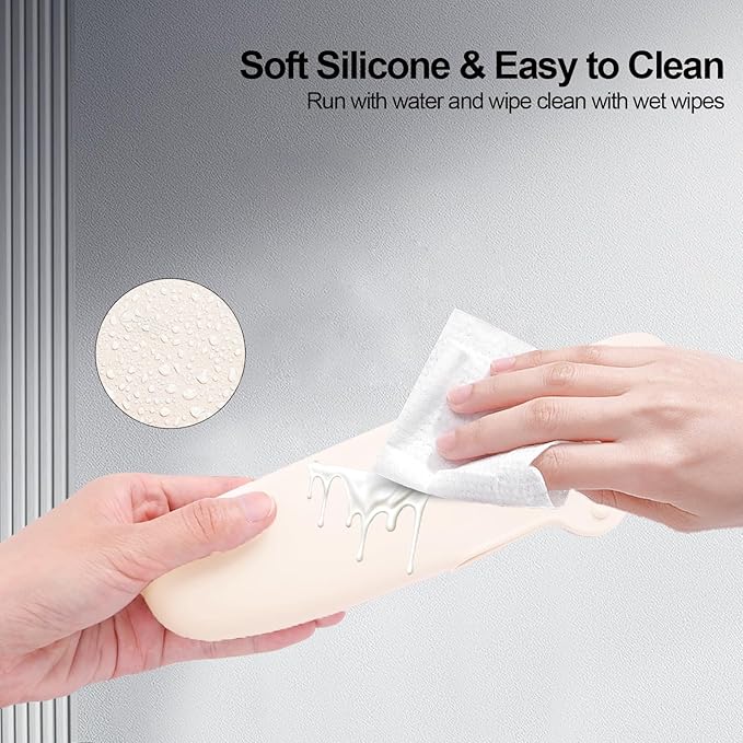 Silicone Travel Makeup Brush holder, Half-open Snap Design, Portable and Eco-Friendly Beauty Makeup Organizer (Cream white)