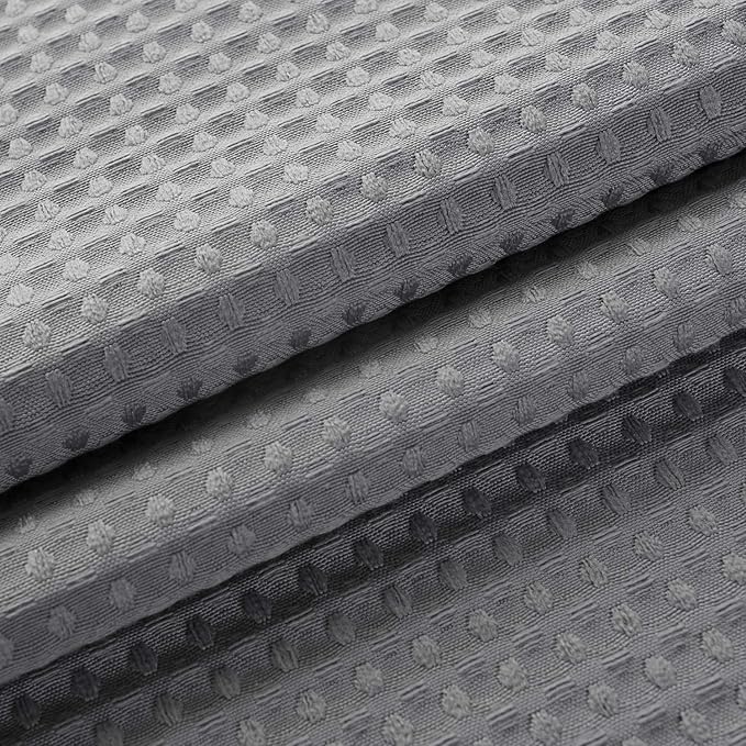 BAROSSA design XLong Fabric Waffle Weave Shower Curtain 96 inch Height, Hotel Luxury Spa, Water Repellent, 230 GSM Heavy Duty, Machine Washable, Gray, 71x96
