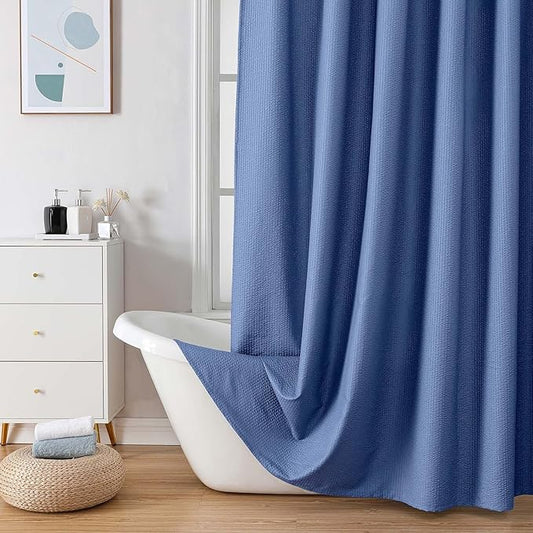 OVZME Berry Cute Shower Curtain, Embossed Textured Fabric Shower Curtain for Bathroom - Soft Cloth & Hotel Spa Luxury, Water Repellent, Machine Washable Shower Curtain, 72X72, Royle Blue