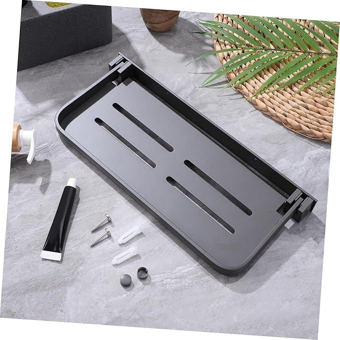 TIDTALEO Foldable Wall Shelf for Bathroom Kitchen Laundry Metal Storage Rack with Drainage Easy Installation Stylish Design Space Saving Organizer for Toiletries Cosmetics