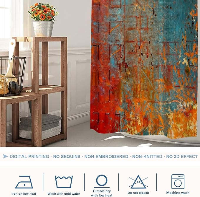 Shrahala Abstract Grunge Color Decorative Shower Curtain, Solid Colored Pink Bathroom Décor Polyester Fiber Waterproof with Plastic Rings for Shower Stall Bathtubs 72 X 36 in