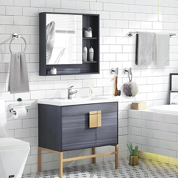 5-Piece Towel Bar Set Polish Chrome Bathroom Hardware Accessories Set Upgraded Toilet Paper Holder with Shelf Towel Holder Set for Bathroom Stainless Steel Wall Mounted