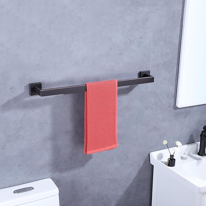 LANC ORB 20-Inch Towel Bar for Bathroom Wall Mounted Heavy Duty Square Towel Rack Oil Rubbed Bronze Towel Hanger Bath Towel Holder Towel Rail Total-22 Towel Rod, A8804ORB-5P1