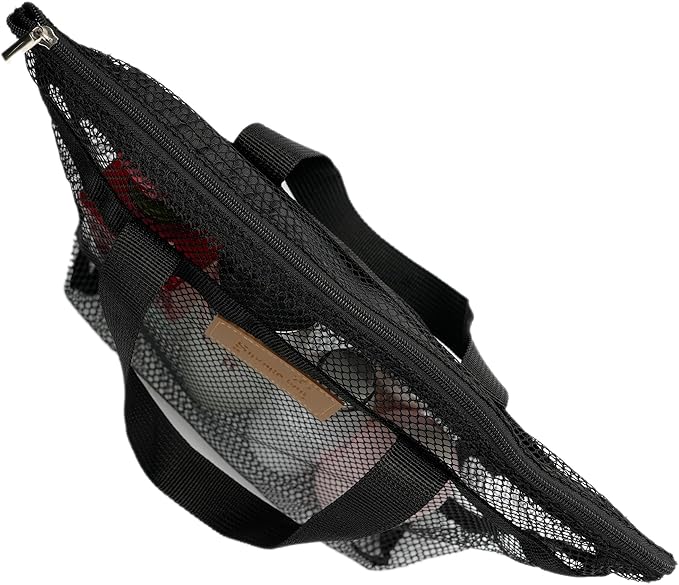 TOPASION Mesh Shower Caddy Bag Portable Hanging Toiletry and Bath Organizer with Zipper for Travel, Gym, Camping, College Dorms, Beach