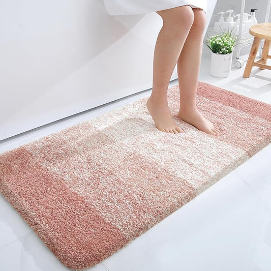 OLANLY Bathroom Rugs Mat 50x30, Extra Soft Absorbent Microfiber Bath Rugs, Rubber Backing, Quick Dry, Machine Washable Bath Mats for Bathroom Floor, Tub and Shower, Home Decor Accessories, Peach