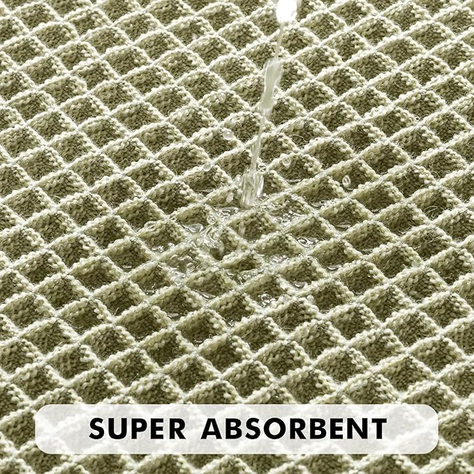 MIULEE Set of 2 Waffle Bathroom Rugs, Boho Bath Rugs Non Slip Washable, Super Absorbent Bath Mats, Ultra Soft Rubber Backed Shower Mats for Bathroom Floor, Tub and Shower, Sage Green, 17x24 Inch