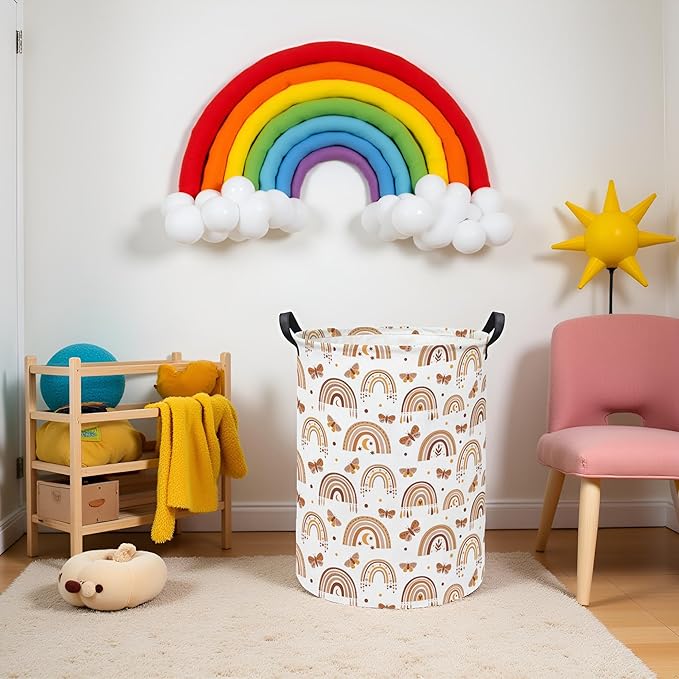 Baby Laundry Hamper kids laundry Basket Waterproof Storage Bin for Bedroom Toy Clothes Organizer Basket Woodland Animals Room D??cor(Rainbow)