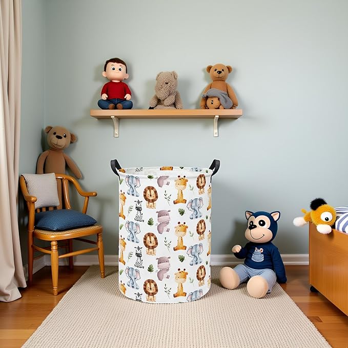 Baby Laundry Hamper kids laundry Basket Waterproof Storage Bin for Bedroom Toy Clothes Organizer Basket Woodland Animals Room D??cor(Cute Animals)